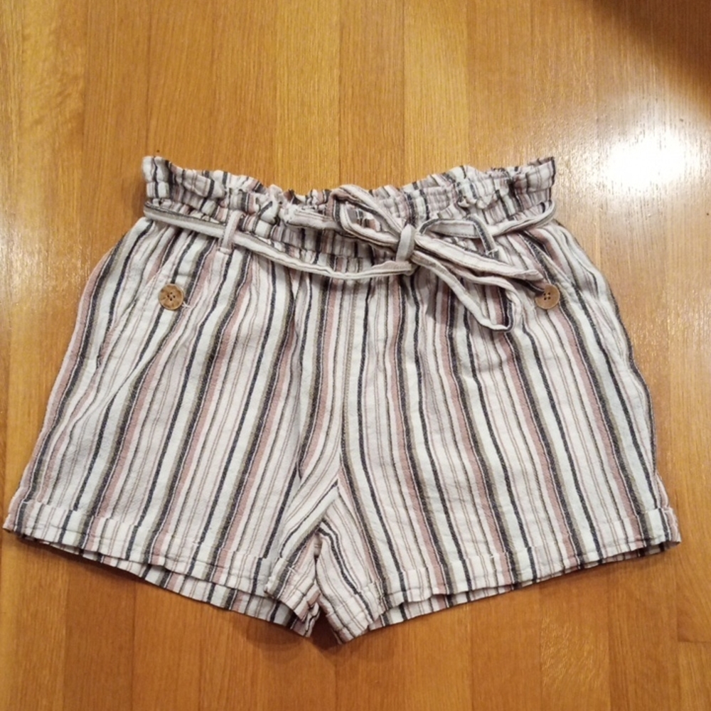 EUC Linen Blend Striped Women's Shorts Small